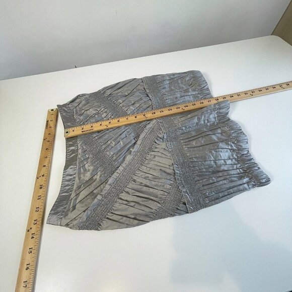 Burberry Womens Silk Blend Pleated Straight & Pencil Skirt Gray 38 Stretch Zip - Picture 10 of 10